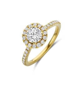 Solitair halo 18kt lab diamant